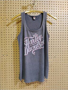 Harley-Davidson Gray Tank Top Medium Sleeveless Graphic Back Logo